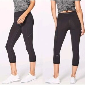 Lululemon Speed Up Crop 21" Leggings sz 8 28-29x21 Black Stretch Yoga Gym Run